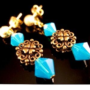 gold plated sterling silver Swarovski brass earrings